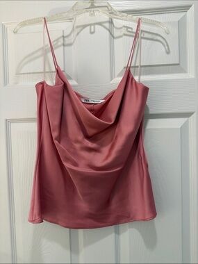 Zara Pink Satin Cowl Camisole